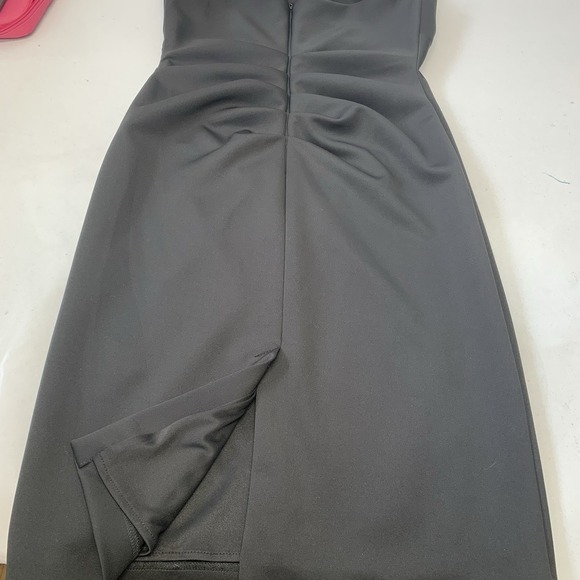 Vtg Xscape Black Dress Ruched Lace‎ Top Empire Below Knee Sz 12 Y2K Formal USA - Picture 9 of 12